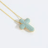 Wholesale Jewelry Simple Geometric Copper Zirconia Mixed Gemstone Setting Cross Pendant Ochain Ladies Necklace