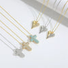 Wholesale Jewelry Simple Geometric Copper Zirconia Mixed Gemstone Setting Cross Pendant Ochain Ladies Necklace