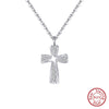 Wholesale Jewelry Simple Geometric Cross S925 Sterling Silver Inlaid Full Diamond Necklace For Men And Women