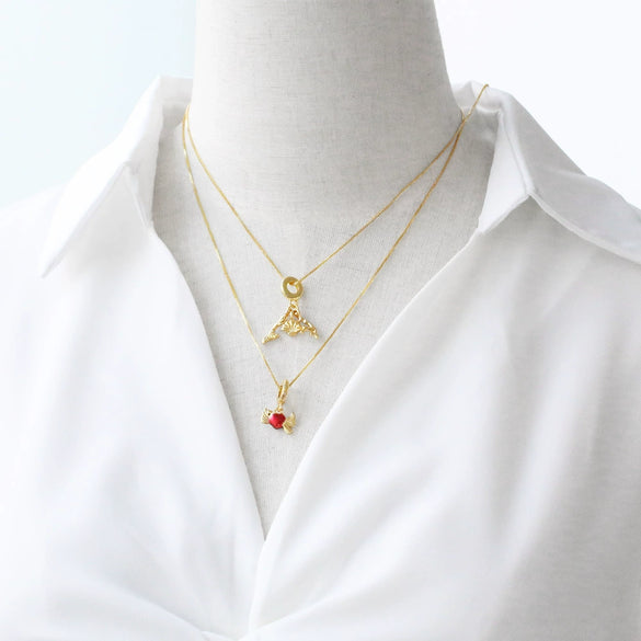Wholesale Jewelry Simple Geometric Fish Tail Pendant Necklace Copper Gold Plated Ochain