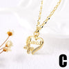 Wholesale Jewelry Simple Geometric Heart Copper Pendant Necklace With O Word Chain Electroplating