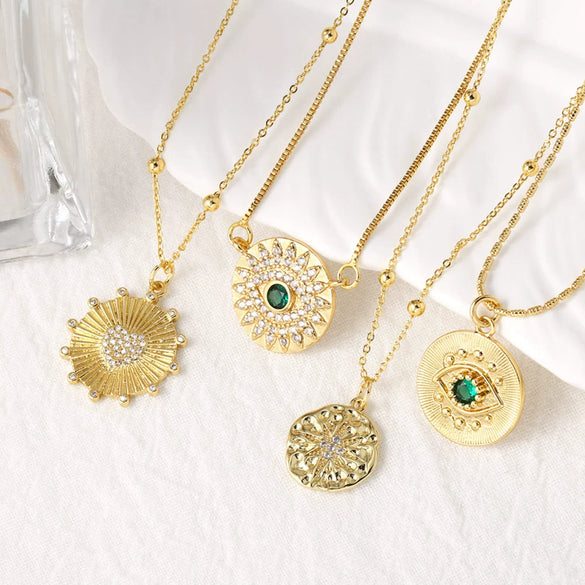 Wholesale Jewelry Simple Geometric Heart Shape Copper Gold Plated Pendant Necklace Box Chain