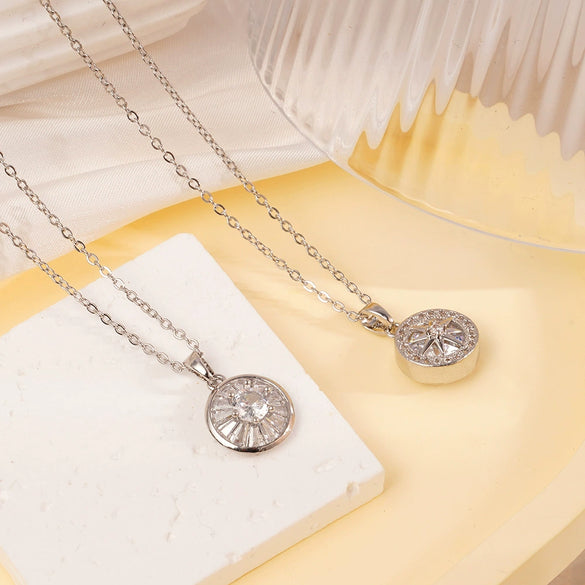 Wholesale Jewelry Simple Geometric Mixed Gemstone Setting Copper Pendant O Word Chain Electroplating Women's Necklace