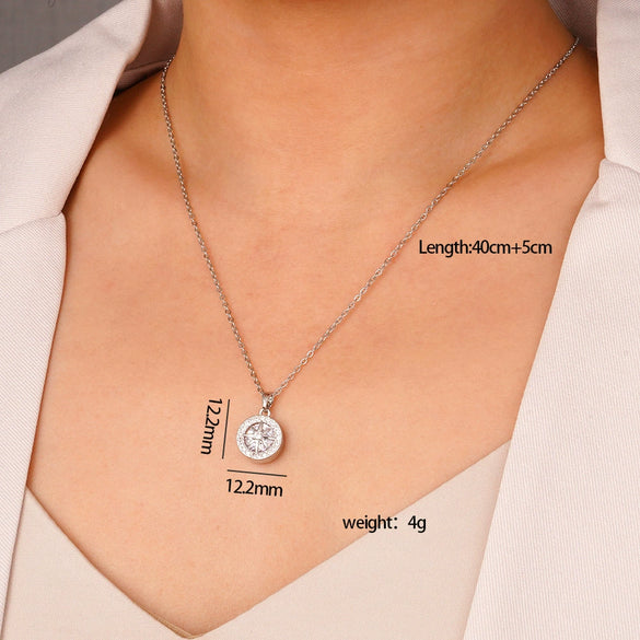 Wholesale Jewelry Simple Geometric Mixed Gemstone Setting Copper Pendant O Word Chain Electroplating Women's Necklace