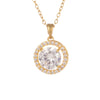 Wholesale Jewelry Simple Geometric Mixed Gemstone Setting Copper Pendant O Word Chain Electroplating Women's Necklace