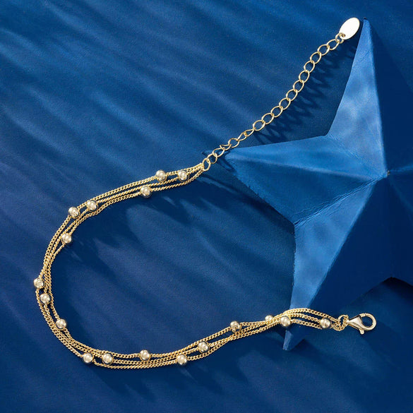 Wholesale Jewelry Simple Geometric 925 Silver Three Layer Round Bead Bracelet With Electroplating For Women