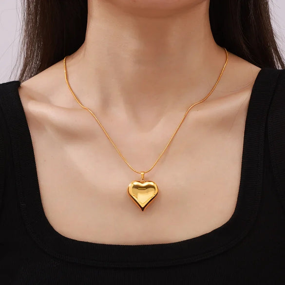 Wholesale Jewelry Simple Geometric Snake Bone Chain 316L Stainless Steel Pendant Necklace With Electroplating