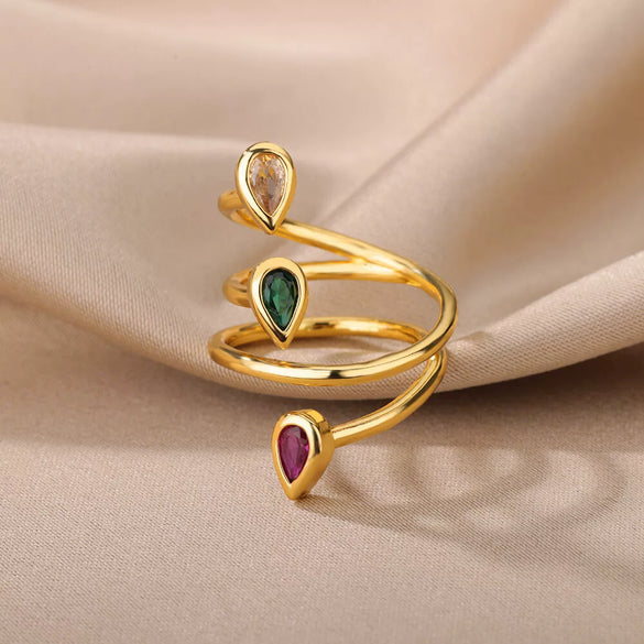 Wholesale Jewelry Simple Geometric Stainless Steel Zircon Open Ring For Women