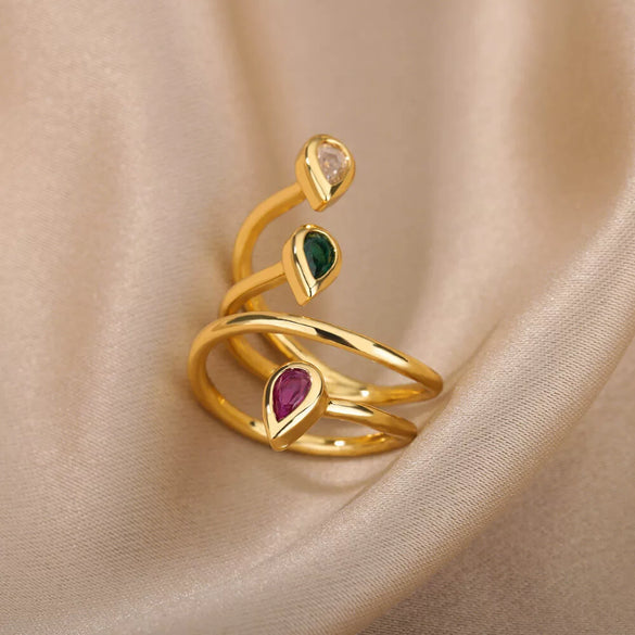 Wholesale Jewelry Simple Geometric Stainless Steel Zircon Open Ring For Women