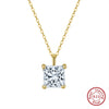 Wholesale Jewelry Simple Geometric Sterling Silver Inlaid Zircon Clavicle Necklace With Square Pendant And Polishing Process