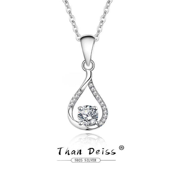 Wholesale Jewelry Simple Geometric 925 Sterling Silver Water Drop Pendant Necklace With Mosan Diamond