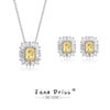 Wholesale Jewelry Simple Geometric Style S925 Sterling Silver Yellow Diamond Twopiece Set For Women With Ochain