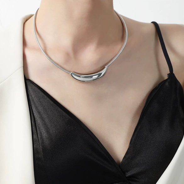 Wholesale Jewelry Simple Geometric 316L Stainless Steel Gold Plated Pendant Necklace Unisex