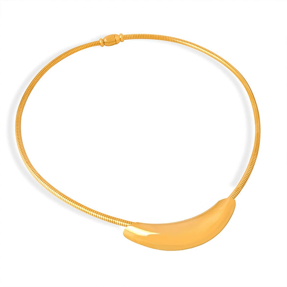 Wholesale Jewelry Simple Geometric 316L Stainless Steel Gold Plated Pendant Necklace Unisex