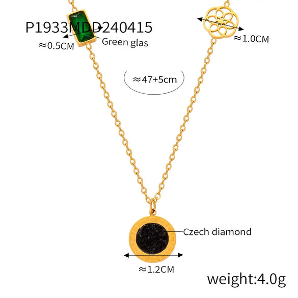 Wholesale Jewelry Simple Geometric 316L Stainless Steel Goldplated Pendant Necklace