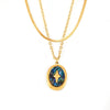 Wholesale Jewelry Simple Geometric 316L Stainless Steel Ochain Necklace With Round Pendant Inlaid With Color Shells And Electroplating Design