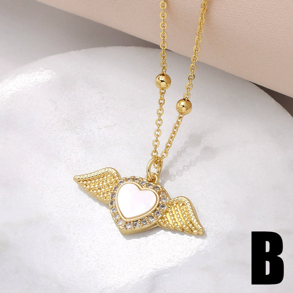 Wholesale Jewelry Simple Heart Copper Pendant Necklace With Gold Plated Electroplating And Bamboo Chain For Women