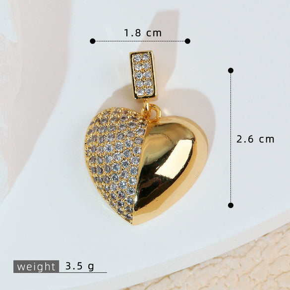 Wholesale Jewelry Simple Heart Shape Copper Electroplated Microinlaid Zircon Single Pendant Necklace For Women