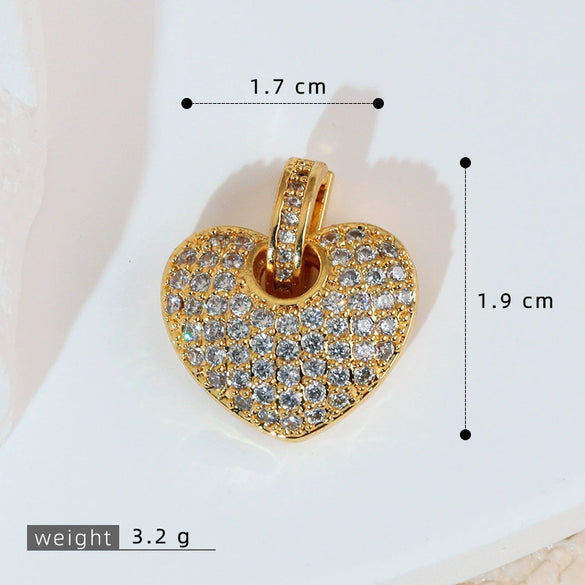 Wholesale Jewelry Simple Heart Shape Copper Electroplated Microinlaid Zircon Single Pendant Necklace For Women