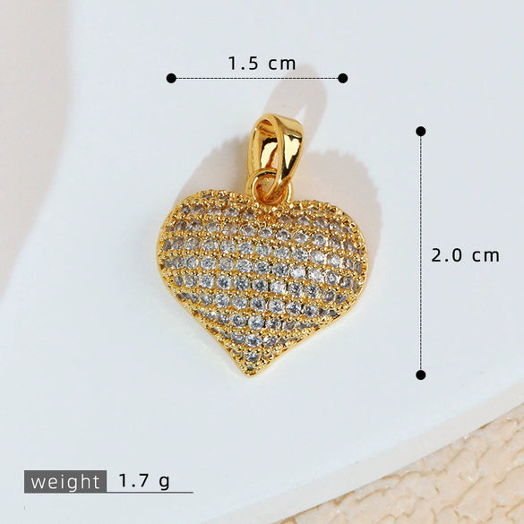 Wholesale Jewelry Simple Heart Shape Copper Electroplated Microinlaid Zircon Single Pendant Necklace For Women