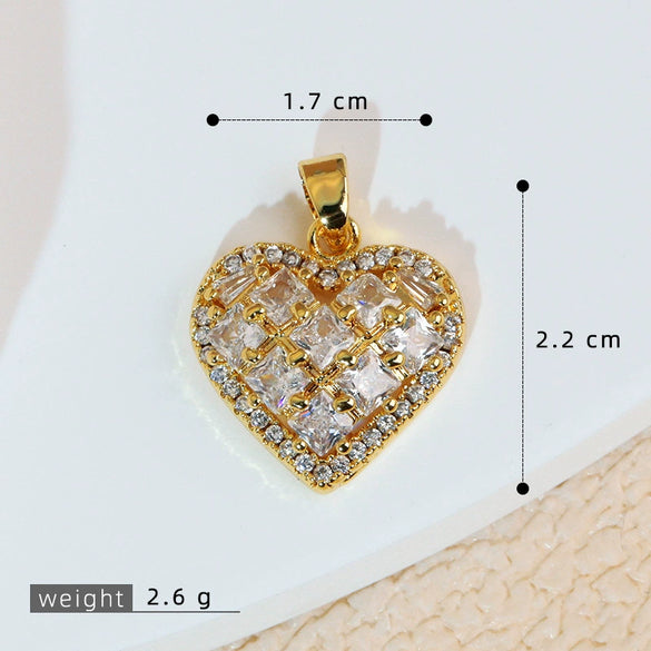 Wholesale Jewelry Simple Heart Shape Copper Electroplated Microinlaid Zircon Single Pendant Necklace For Women