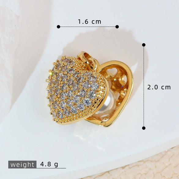 Wholesale Jewelry Simple Heart Shape Copper Electroplated Microinlaid Zircon Single Pendant Necklace For Women