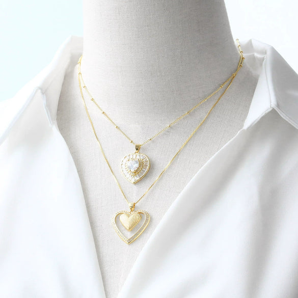 Wholesale Jewelry Simple Heart Shape Copper Goldplated Pendant Necklace