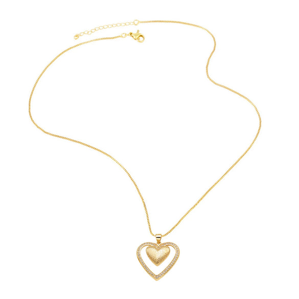 Wholesale Jewelry Simple Heart Shape Copper Goldplated Pendant Necklace