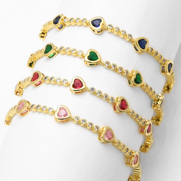 Wholesale Jewelry Simple Heart Shape Copper 18K Gold Plated Bracelet