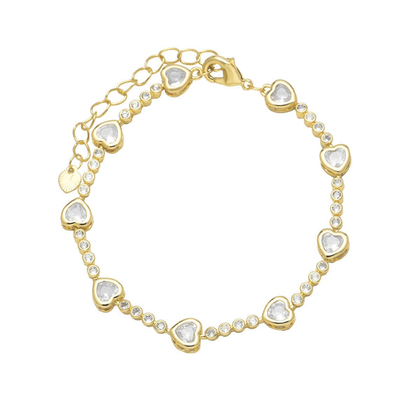 Wholesale Jewelry Simple Heart Shape Copper 18K Gold Plated Bracelet