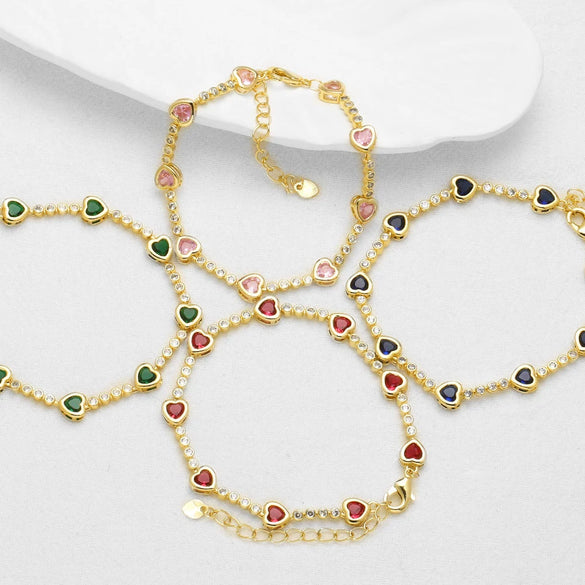 Wholesale Jewelry Simple Heart Shape Copper 18K Gold Plated Bracelet