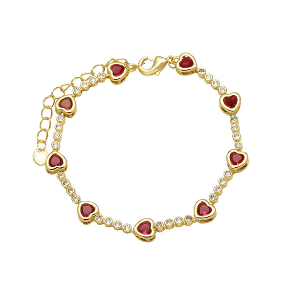 Wholesale Jewelry Simple Heart Shape Copper 18K Gold Plated Bracelet