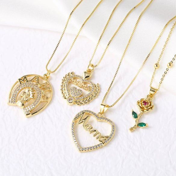 Wholesale Jewelry Simple Heart Shape Copper Necklace With Electroplating For Women