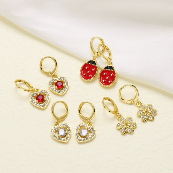 Wholesale Jewelry Simple Heart Shape Copper Pendant Earrings With Electroplating
