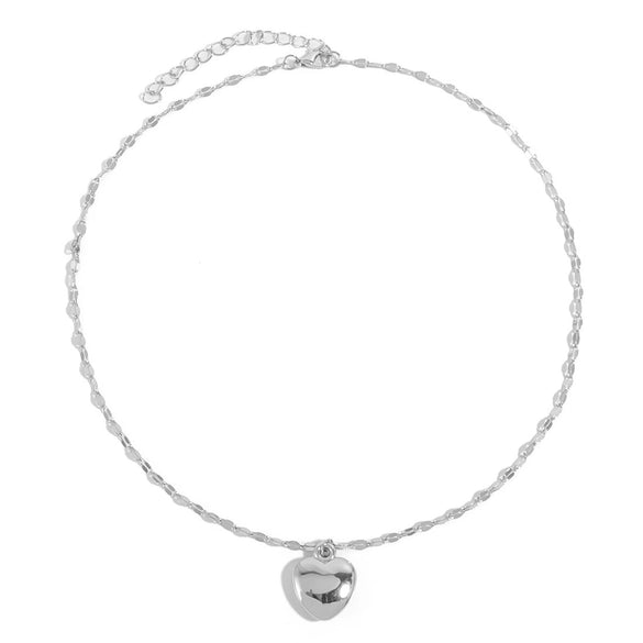 Wholesale Jewelry Simple Heart Shape Iron Plastic Pendant Electroplated Twist Chain Single Layer Women's Necklace