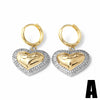 Wholesale Jewelry Simple Heart Shaped Copper Gold Plated Earrings