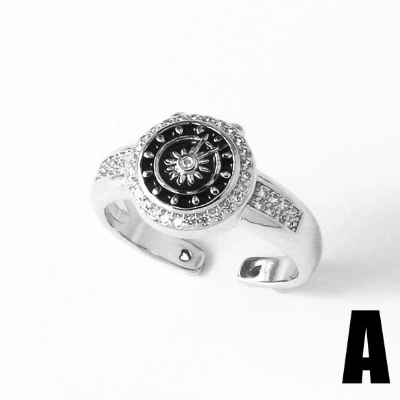 Wholesale Jewelry Simple Highend Copper Electroplated Real Gold Clock Watch Open Ring