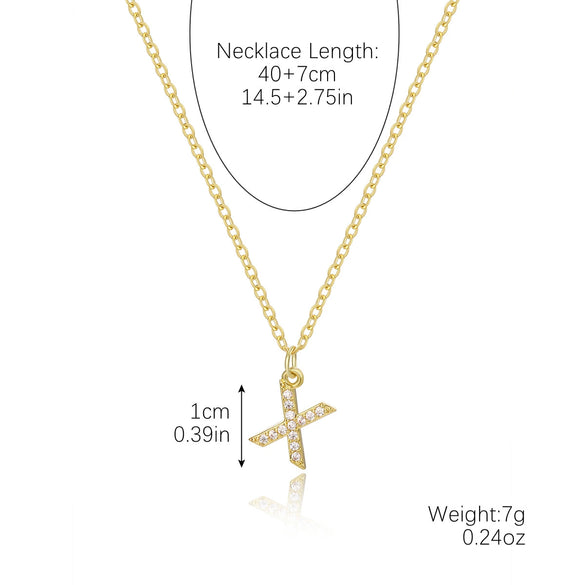 Wholesale Jewelry Simple Letter Pendant Necklace Copper Mixed Gem Inlay Zircon Ochain
