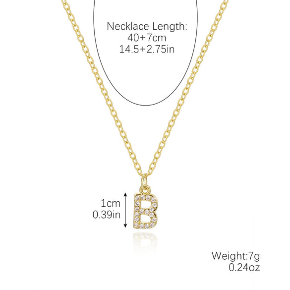 Wholesale Jewelry Simple Letter Pendant Necklace Copper Mixed Gem Inlay Zircon Ochain
