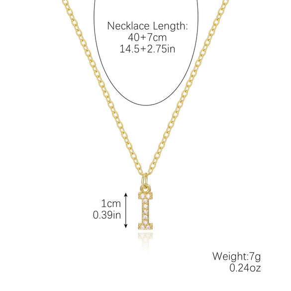 Wholesale Jewelry Simple Letter Pendant Necklace Copper Mixed Gem Inlay Zircon Ochain