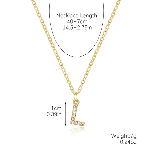Wholesale Jewelry Simple Letter Pendant Necklace Copper Mixed Gem Inlay Zircon Ochain