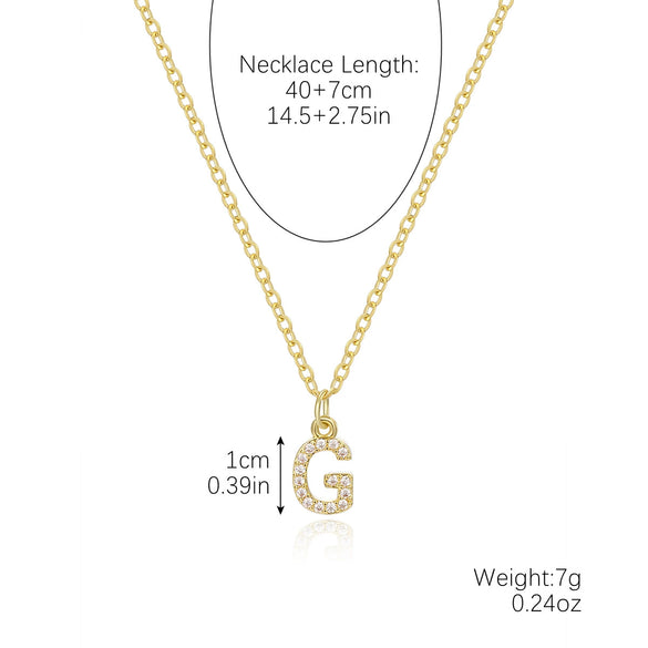 Wholesale Jewelry Simple Letter Pendant Necklace Copper Mixed Gem Inlay Zircon Ochain