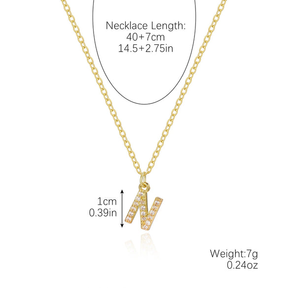 Wholesale Jewelry Simple Letter Pendant Necklace Copper Mixed Gem Inlay Zircon Ochain