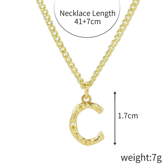 Wholesale Jewelry Simple Letter Pendant Necklace Copper Mixed Gem Inlay Zircon Ochain