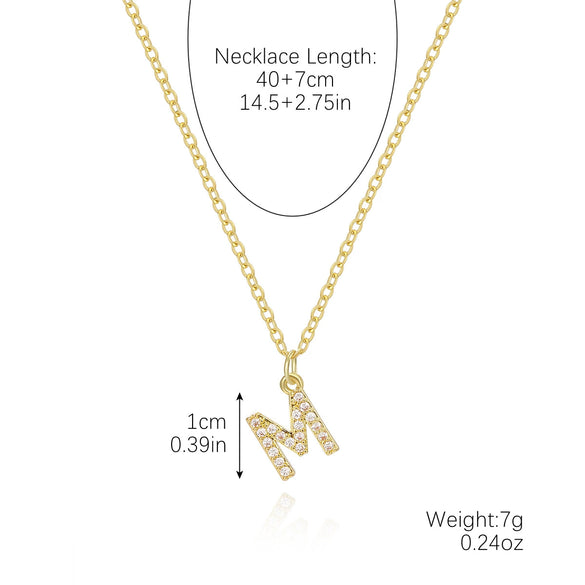 Wholesale Jewelry Simple Letter Pendant Necklace Copper Mixed Gem Inlay Zircon Ochain
