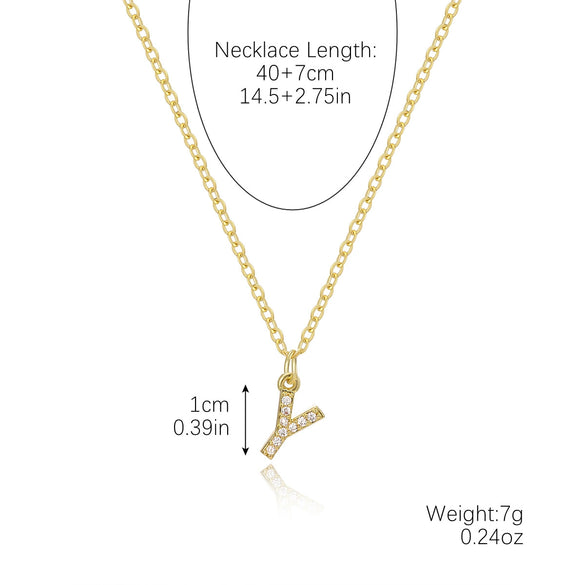 Wholesale Jewelry Simple Letter Pendant Necklace Copper Mixed Gem Inlay Zircon Ochain