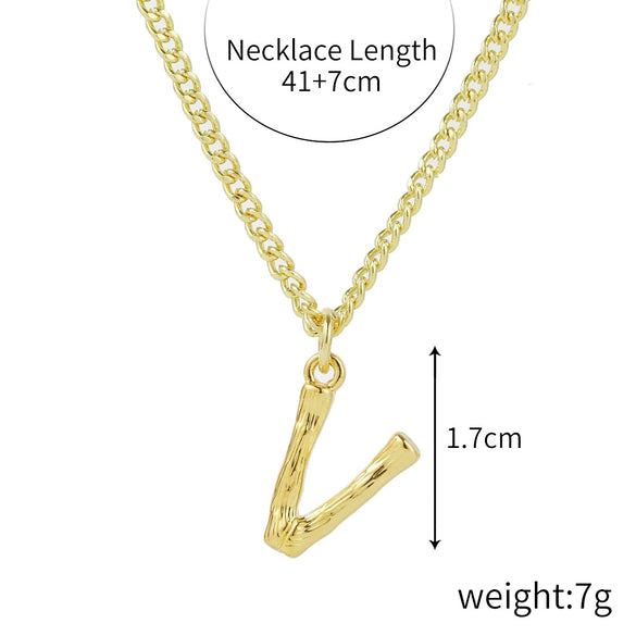 Wholesale Jewelry Simple Letter Pendant Necklace Copper Mixed Gem Inlay Zircon Ochain