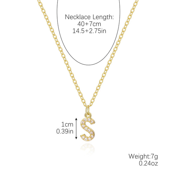 Wholesale Jewelry Simple Letter Pendant Necklace Copper Mixed Gem Inlay Zircon Ochain
