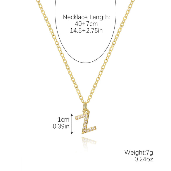 Wholesale Jewelry Simple Letter Pendant Necklace Copper Mixed Gem Inlay Zircon Ochain