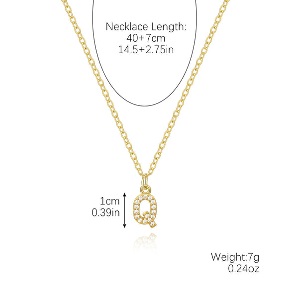 Wholesale Jewelry Simple Letter Pendant Necklace Copper Mixed Gem Inlay Zircon Ochain